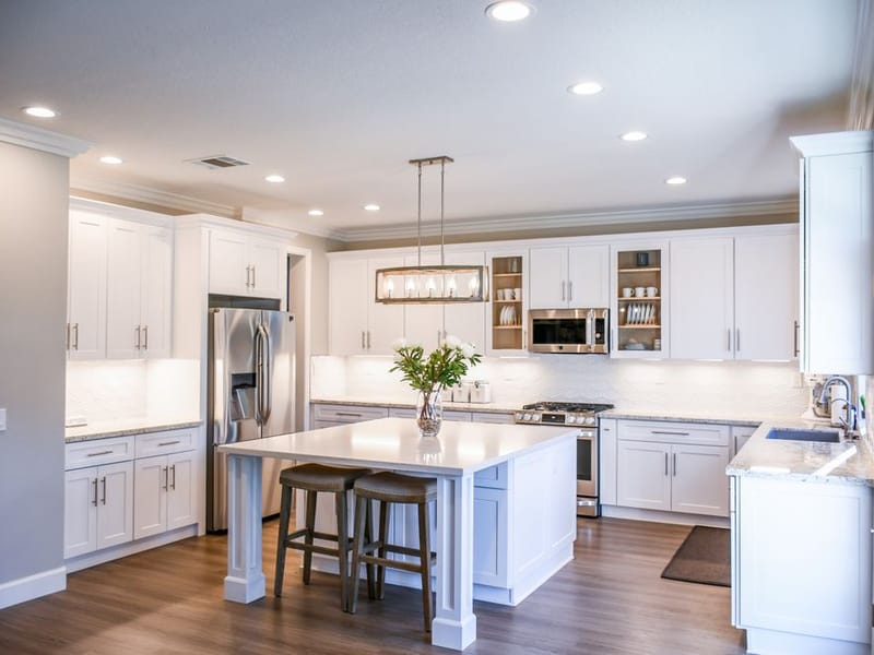 The same kitchen units transformed with a flawless sprayed finish